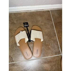 Sonoma Goods for Life Women's Sandals Slides Cream Woven Size 9 Casual